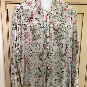 TheKooples Silk Floral Botanical Print BEAUTY! NWT